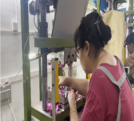 Bone shooting machine in operation