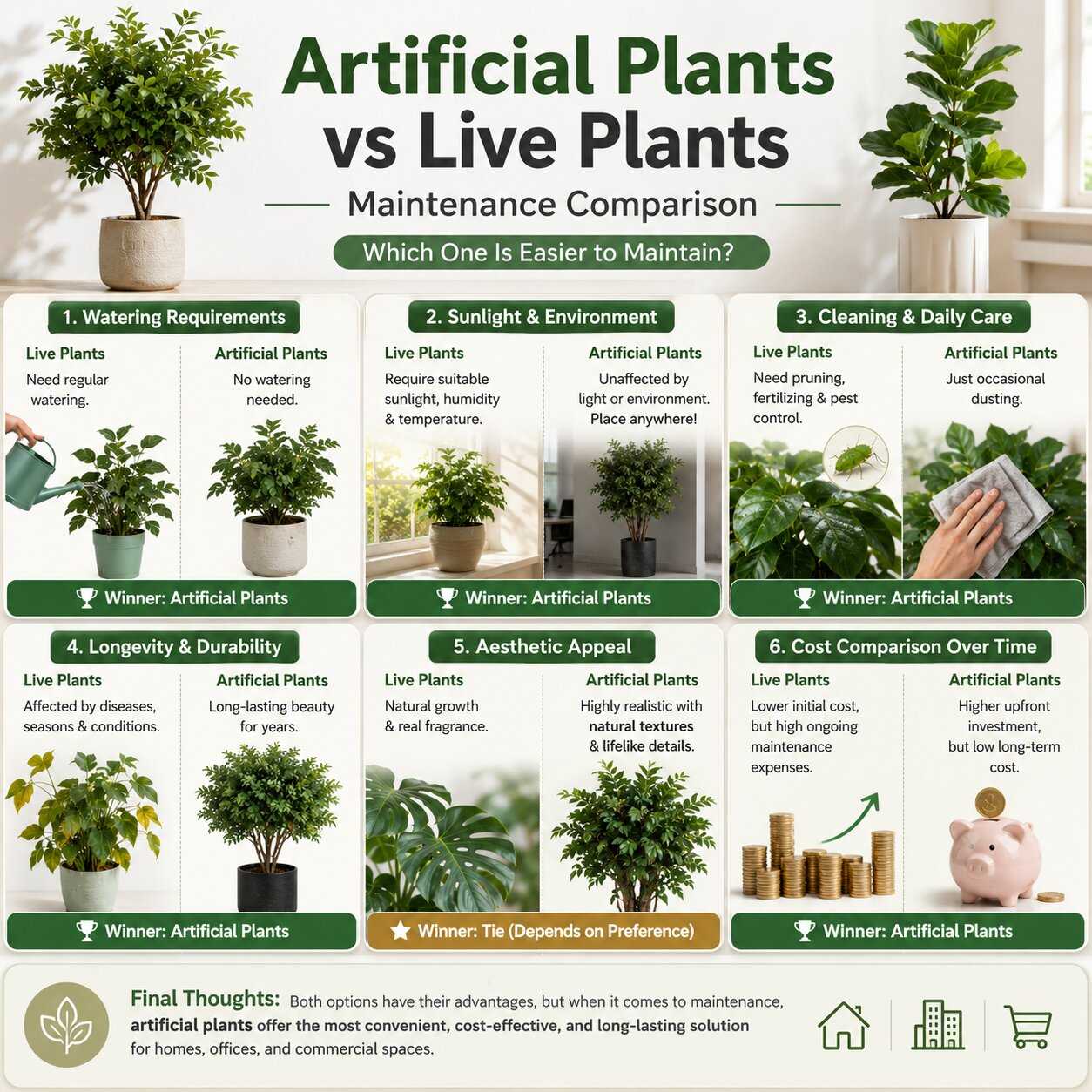 Artificial Plants vs Live Plants: Which Is Better for Low Maintenance?